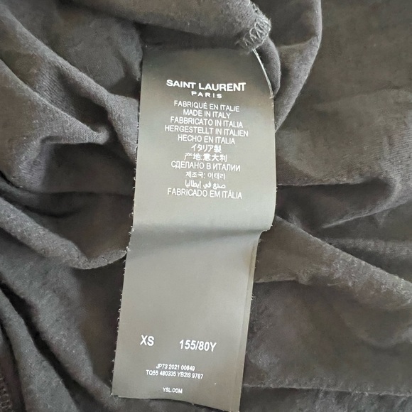 Saint Laurent Cotton Logo Tee: Black - Picture 6 of 13